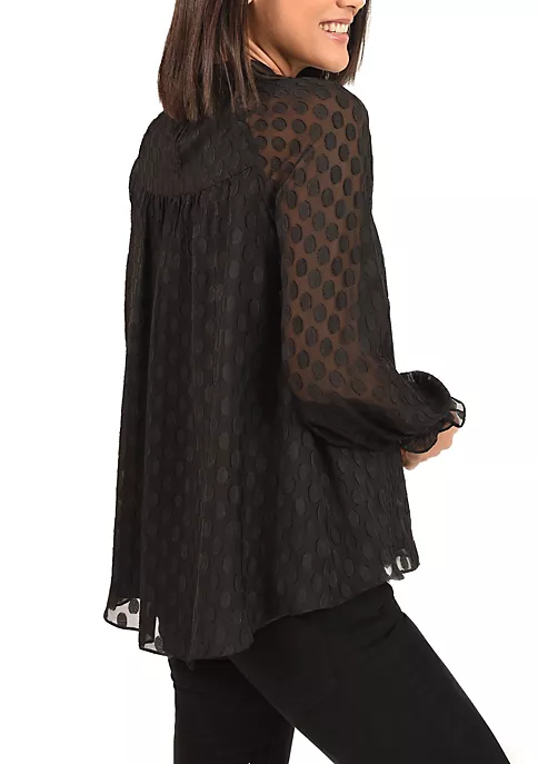 DR2 by Daniel Rainn Clip-Dot Blouse with Long Puff Sleeves 2 DR2 by Daniel Rainn Clip-Dot Blouse with Long Puff Sleeves - Image 2