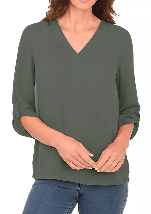 DR2 by Daniel Rainn 3/4 Sleeve V-Neck Blouse Top 4 DR2 by Daniel Rainn 3/4 Sleeve V-Neck Blouse Top - Image 4