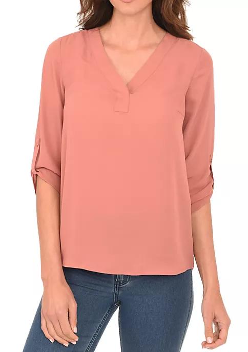 DR2 by Daniel Rainn 3/4 Sleeve V-Neck Blouse Top 23 DR2 by Daniel Rainn 3/4 Sleeve V-Neck Blouse Top - Image 23