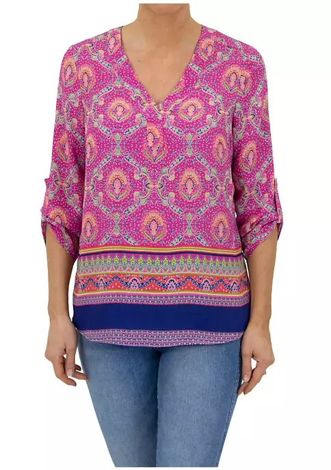 DR2 by Daniel Rainn 3/4 Sleeve V-Neck Blouse Top 25 DR2 by Daniel Rainn 3/4 Sleeve V-Neck Blouse Top - Image 25