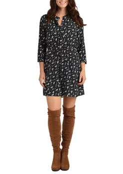 DR2 by Daniel Rainn Long Sleeve Dress with Split V-Neck