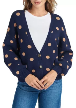 DR2 by Daniel Rainn Polka-Dot V-Neck Cardigan