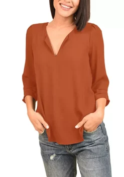 DR2 by Daniel Rainn 3/4 Sleeve V-Neck Blouse -DR2 by Daniel Rainn Shop Belk 1204