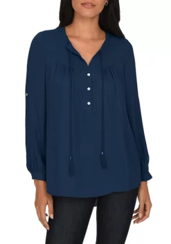 DR2 by Daniel Rainn Long Sleeve Tassel Woven Top -DR2 by Daniel Rainn Shop Belk 1247