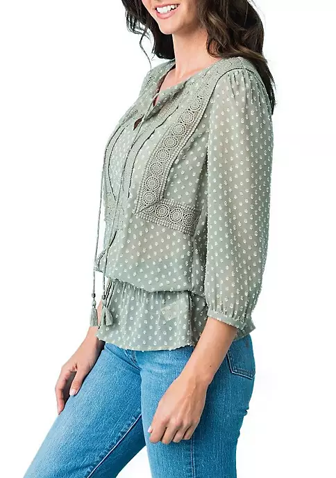 DR2 by Daniel Rainn Tassel Clip Dot Blouse 2 DR2 by Daniel Rainn Tassel Clip Dot Blouse - Image 2
