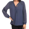 DR2 by Daniel Rainn Long Sleeve Top Blouse with Bow-Tie Neck