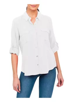 DR2 by Daniel Rainn Button-Down Top with 3/4 Roll-Tab Sleeves -DR2 by Daniel Rainn Shop Belk 1316