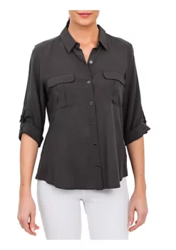 DR2 by Daniel Rainn Button-Down Top with 3/4 Roll-Tab Sleeves -DR2 by Daniel Rainn Shop Belk 1318