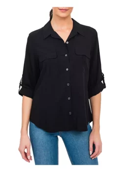 DR2 by Daniel Rainn Button-Down Top with 3/4 Roll-Tab Sleeves -DR2 by Daniel Rainn Shop Belk 1320