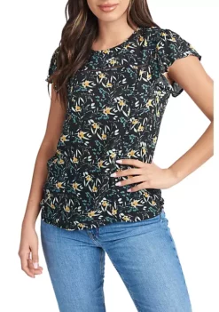 DR2 by Daniel Rainn Ruffle Sleeve Embroidered Blouse