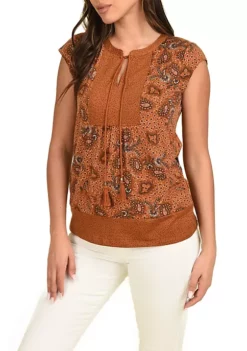 DR2 by Daniel Rainn Short Sleeve Top Blouse with Tassels -DR2 by Daniel Rainn Shop Belk 1357
