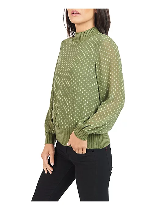 DR2 by Daniel Rainn Swiss Dot Sheer Turteneck Blouse Top 2 DR2 by Daniel Rainn Swiss Dot Sheer Turteneck Blouse Top - Image 2