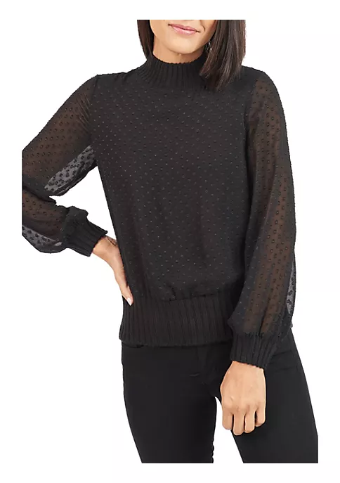 DR2 by Daniel Rainn Swiss Dot Sheer Turteneck Blouse Top 4 DR2 by Daniel Rainn Swiss Dot Sheer Turteneck Blouse Top - Image 4