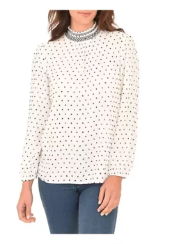 DR2 by Daniel Rainn Long Sleeve Clip-Dot Top