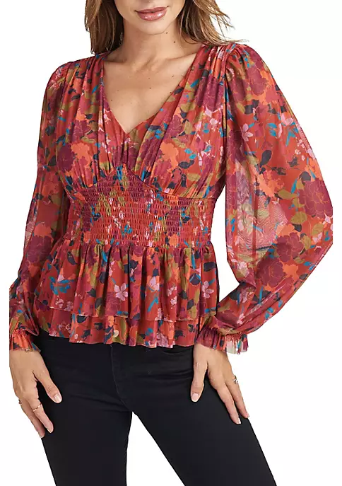 DR2 by Daniel Rainn Long Sleeve V-Neck Peplum Top 1 DR2 by Daniel Rainn Long Sleeve V-Neck Peplum Top