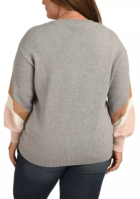 DR2 by Daniel Rainn Striped Sleeve Sweater (Plus Size) 2 DR2 by Daniel Rainn Striped Sleeve Sweater (Plus Size) - Image 2