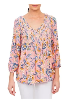 DR2 by Daniel Rainn 3/4 Sleeve Smocked Paisley Top -DR2 by Daniel Rainn Shop Belk 1441