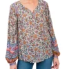 DR2 by Daniel Rainn V-Neck Long Sleeve Multicolored Top