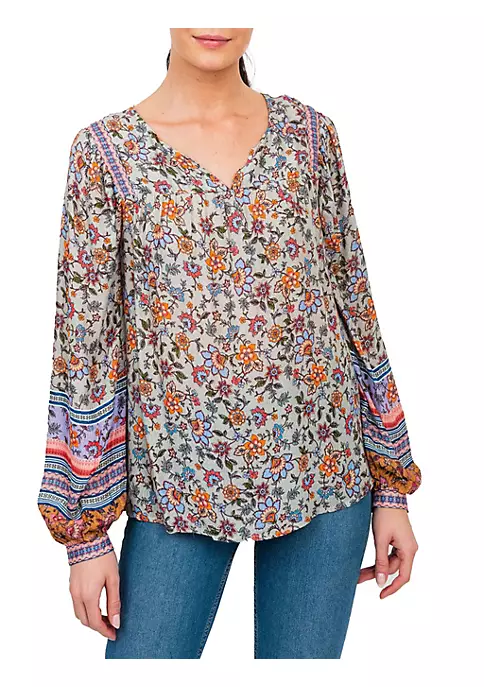 DR2 by Daniel Rainn V-Neck Long Sleeve Multicolored Top 1 DR2 by Daniel Rainn V-Neck Long Sleeve Multicolored Top