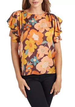 DR2 by Daniel Rainn Floral Top with Ruffle Sleeves 7 DR2 by Daniel Rainn Floral Top with Ruffle Sleeves -DR2 by Daniel Rainn Shop Belk 1479