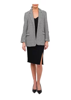 DR2 by Daniel Rainn Striped Open Front Blazer