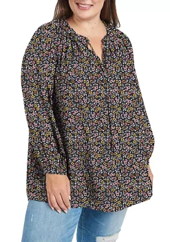 DR2 by Daniel Rainn Sheer Long Sleeve Tunic Top with Ruffle Collar (Plus Size) -DR2 by Daniel Rainn Shop Belk 1509