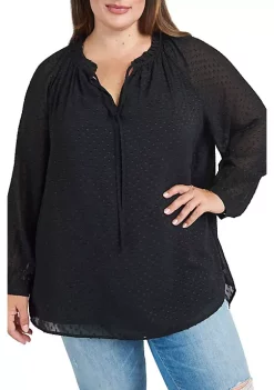 DR2 by Daniel Rainn Sheer Long Sleeve Tunic Top with Ruffle Collar (Plus Size) -DR2 by Daniel Rainn Shop Belk 1510
