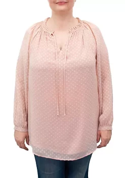 DR2 by Daniel Rainn Sheer Long Sleeve Tunic Top with Ruffle Collar (Plus Size) -DR2 by Daniel Rainn Shop Belk 1512