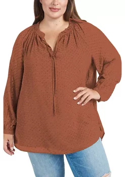 DR2 by Daniel Rainn Sheer Long Sleeve Tunic Top with Ruffle Collar (Plus Size) -DR2 by Daniel Rainn Shop Belk 1513