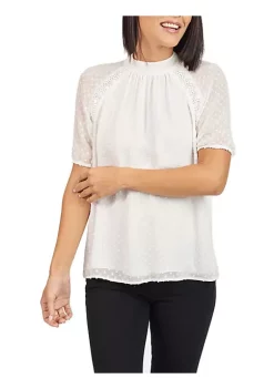 DR2 by Daniel Rainn Lace Mock Turtleneck Top Blouse