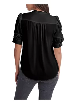 DR2 by Daniel Rainn Button Down Top Blouse with Puff Sleeves -DR2 by Daniel Rainn Shop Belk 1569