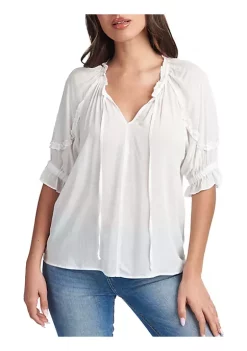 DR2 by Daniel Rainn Button Down Top Blouse with Puff Sleeves -DR2 by Daniel Rainn Shop Belk 1571