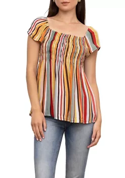 DR2 by Daniel Rainn Smocked Blouse with Cap Sleeves