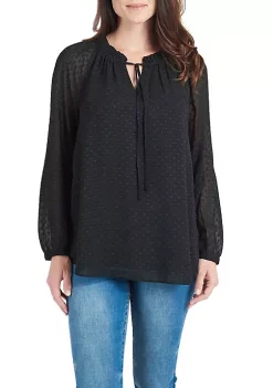 DR2 by Daniel Rainn Sheer Long Sleeve Tunic Top with Ruffle Collar -DR2 by Daniel Rainn Shop Belk 1657