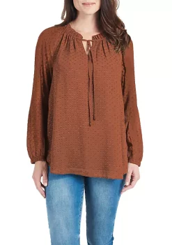DR2 by Daniel Rainn Sheer Long Sleeve Tunic Top with Ruffle Collar -DR2 by Daniel Rainn Shop Belk 1658