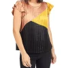 DR2 by Daniel Rainn Pleated Art Deco Top Blouse