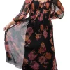 DR2 by Daniel Rainn Floral Tulle Dress with Long Sleeves