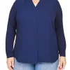 DR2 by Daniel Rainn Plus Size Long Sleeve V-Neck Blouse
