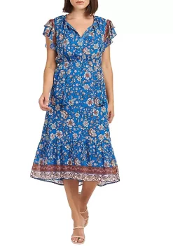 DR2 by Daniel Rainn Aila Boho Dress with Tiered Ruffle Sleeves