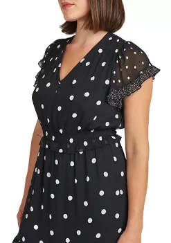 DR2 by Daniel Rainn Andi Polka Dot Dress with Ruffle Sleeves -DR2 by Daniel Rainn Shop Belk 1691