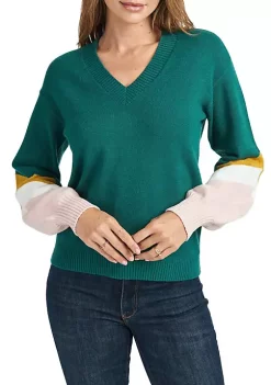 DR2 by Daniel Rainn Striped Sleeve Sweater