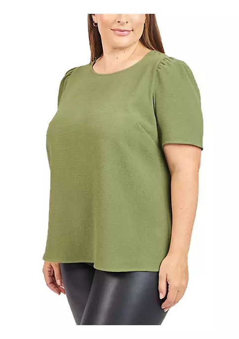 DR2 by Daniel Rainn 3/4 Puff Sleeve Blouse (Plus Size) 2 DR2 by Daniel Rainn 3/4 Puff Sleeve Blouse (Plus Size) - Image 2