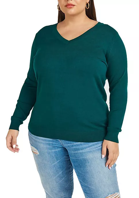 DR2 by Daniel Rainn Plus Size Long Sleeve V-Neck Sweater 9 DR2 by Daniel Rainn Plus Size Long Sleeve V-Neck Sweater - Image 9