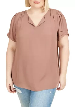 DR2 by Daniel Rainn Solid Ruched Short Sleeve Top (Plus Size) 11 DR2 by Daniel Rainn Solid Ruched Short Sleeve Top (Plus Size) -DR2 by Daniel Rainn Shop Belk 1746