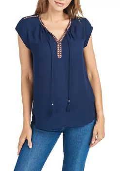 DR2 by Daniel Rainn Short-Sleeved Top With Tassels 7 DR2 by Daniel Rainn Short-Sleeved Top With Tassels -DR2 by Daniel Rainn Shop Belk 1758