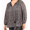 DR2 by Daniel Rainn Long Sleeve Peasant Top Blouse with Tassels (Plus Size)