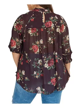 DR2 by Daniel Rainn Floral Mock Turtlenec Blouse (Plus Size) -DR2 by Daniel Rainn Shop Belk 1772