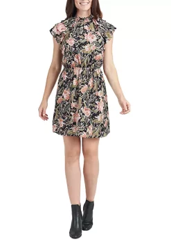 DR2 by Daniel Rainn Ruffle Sleeve Floral Dress