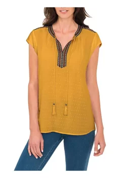DR2 by Daniel Rainn Short-Sleeved Top With Tassels -DR2 by Daniel Rainn Shop Belk 1817
