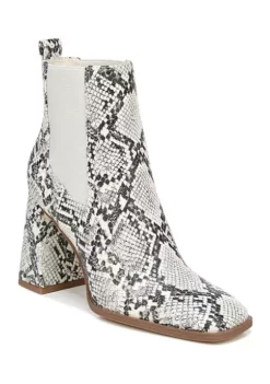 Circus NY Polly Square Toe Block Heel Booties- Ivory Snake